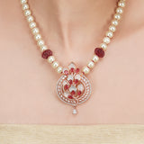Basant Rose Gold Plated Zircon Rhodolite Necklace Set
