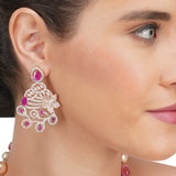 Basant Rose Gold  Plated Zircon Tourmaline Pearl Necklace Set