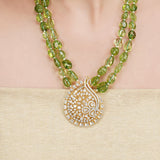 Basant Gold Plated Zircon Peridot Necklace Set