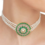 Basant Gold Plated Zircon Pearl Choker Set