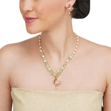 Basant Rose Gold Zircon Hansa Peridot Necklace Set