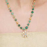 Basant Gold Plated Zircon Green Onyx Necklace Set