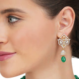 Basant Gold Plated Zircon Green Onyx Necklace Set