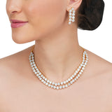 Basant Gold Plated Zircon Double Strand Necklace Set