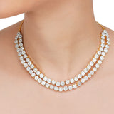 Basant Gold Plated Zircon Double Strand Necklace Set