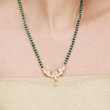 Basant Rose Gold Plated Zircon Lotus Necklace Set