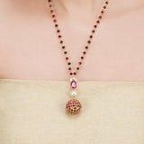 Basant Gold Plated Zircon Ruby Necklace Set