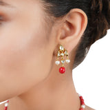 Gold Plated Poorak Kundan Coral Necklace Set