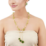 Gold Plated Poorak Peridot Zircon  Necklace Set