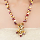 Gold Plated Poorak Kundan Ruby Necklace Set