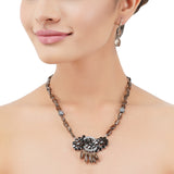 Silver Plated Poorak Zircon Smokey Quartz Necklace Set