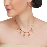 Basant Gold Plated Zircon Garnet Drop Necklace Set