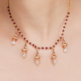 Basant Gold Plated Zircon Garnet Drop Necklace Set