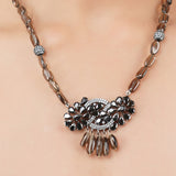 Silver Plated Poorak Zircon Smokey Quartz Necklace Set