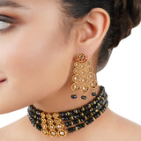 Gold Plated Poorak Zircon Black Onyx Choker Set