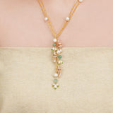 Basant Gold Plated Zircon Drop Pearl Necklace Set
