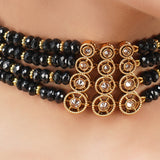 Gold Plated Poorak Zircon Black Onyx Choker Set