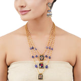 Gold Plated Poorak Kundan Haram Necklace Set