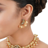 Gold Plated Poorak Kundan Lemon Choker Necklace Set