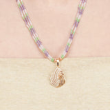 Basant Gold Plated Zircon Purple Green Necklace Set