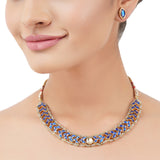 Gold Plated Poorak Blue Kundan Choker Necklace Set