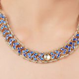 Gold Plated Poorak Blue Kundan Choker Necklace Set