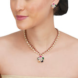 Basant Gold Plated Navrattan Necklace Set
