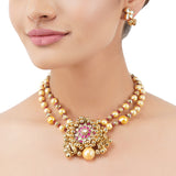 Gold Plated Poorak Kundan Folklore Necklace Set
