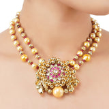 Gold Plated Poorak Kundan Folklore Necklace Set