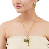 Gold Plated Poorak Peridot Citrine Necklace Set