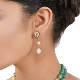 Gold Plated Poorak Kundan Green Onyx Necklace Set