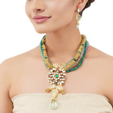 Gold Plated Poorak Kundan Rainbow Necklace Set