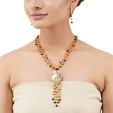 Gold Plated Poorak Zircon Carnelian Necklace Set