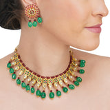 Anokhi  Green Red Kundan Necklace Set