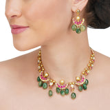 Anokhi  Red Kundan Crescent Necklace Set