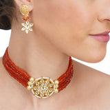Anokhi  Kundan Carnelian Choker Set