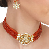 Anokhi  Kundan Carnelian Choker Set