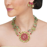 Anokhi  Red Kundan Fluoirte Necklace Set