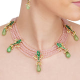 Anokhi  Fish Rose Quartz Necklace Set
