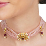 Anokhi  Kundan Rose Quartz Choker Necklace