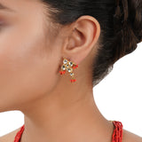 Gold Plated Poorak Kundan Coral Necklace Set