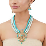 Gold Plated Poorak Turquoise Kundan Necklace Set