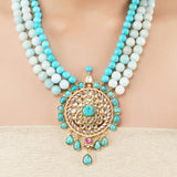 Gold Plated Poorak Turquoise Kundan Necklace Set