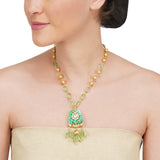 Anokhi  Green Enamel Kundan Fluorite Necklace
