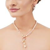 Gold Plated Poorak Zircon Pearl Necklace Set