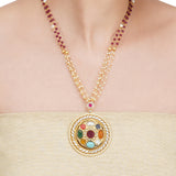 Anokhi  Navarattan Zircon Garnet Necklace Set