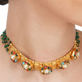 Anokhi  Navarattan Zircon Green Onyx Choker Set