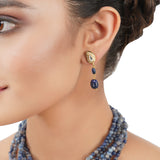 Gold Plated Poorak Kundan Blue Necklace Set