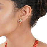 Gold Plated Poorak Coral Zircon Necklace Set