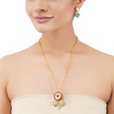 Gold Plated Poorak Kundan Flower Necklace Set